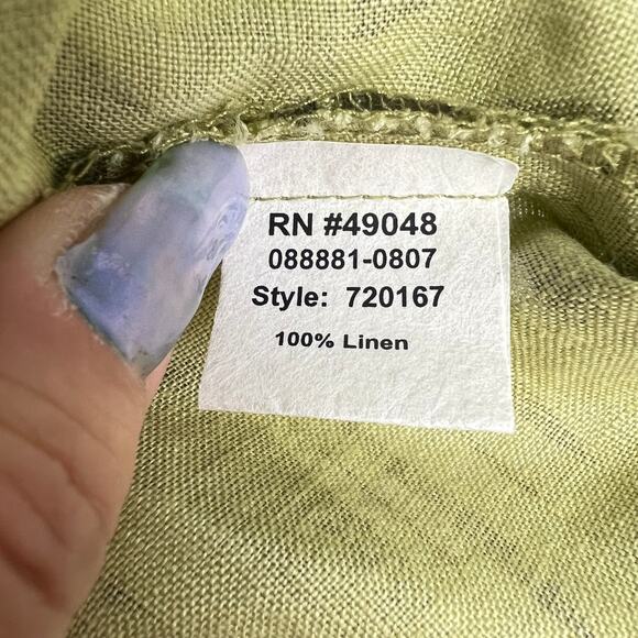 NATURALLY YOURS Honolulu Women’s Linen Palm Print Button Front Blouse Lg - Picture 7 of 7